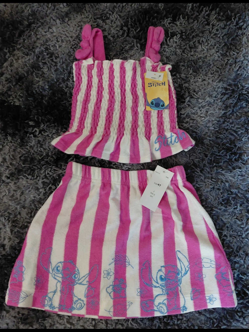 NWT Disney Pink and White Striped Two-Piece Set Size 4T